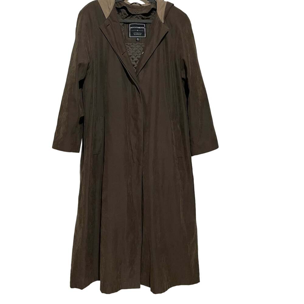 DonnyBrook Authentic Rainwear Size 12 Green Suede Long Jacket Coat Olive Raincoa